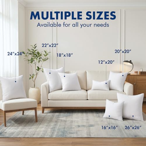 MIULEE 12x20 Inch Pillow Inserts Pack of 4 with 100% Textured Woven Fabric Cover - size: 12x20 Inch
