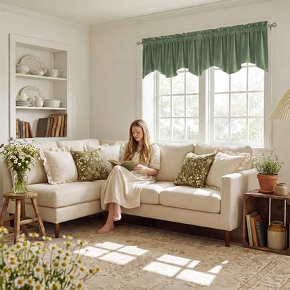 StangH Sage Green Valance for Windows 52x18 Inch, 1 Panel - color: Sage Green, size: 52"W x 18"L (Pack of 1)