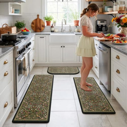 Collive Kitchen Rugs Sets of 3 Half Roung Sink Rug Cushioned Anti Fatigue - color: Olive Green, size: 17.3"x29.5"+17.3"x47"+17.3"x59"(Half-Moon)