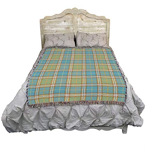 Pure Country Weavers Plaid Blanket Freshwater - Patterns Gift Tapestry Throw Woven from Cotton - Made in the USA (72x54) - color: Freshwater