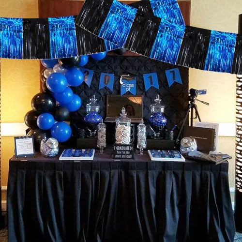 BEISHIDA Black Blue Fringe Garland Banner 30ft Wall Tinsel Foil Streamers - color: Black Blue