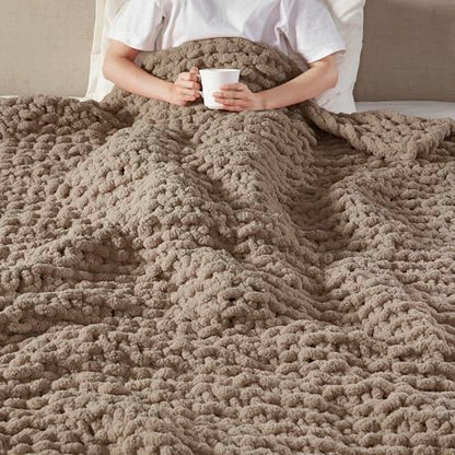 Madison Park Chenille Chunky Knit All Season Throw Blanket, 50 x 60, Brown - color: Brown