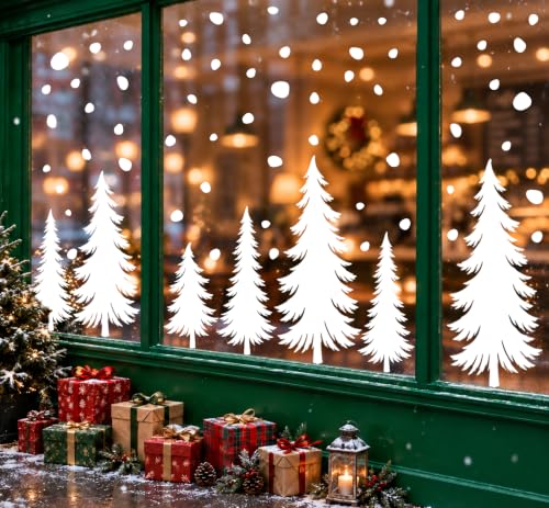 8 Sheets Christmas Window Clings Tree Decor, Christmas Decorations Stickers - color: Snowy Trees