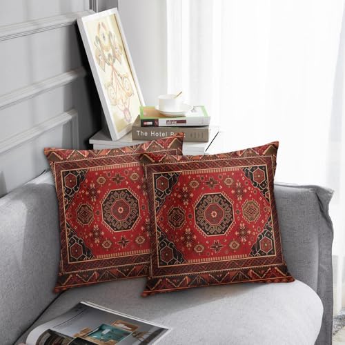 Britimes Throw Pillow Covers Set of 2, 18 x 18 Inch, Aztec Red - color: Ethnic Tribal 13, size: 18" x 18" (Pack of 2)