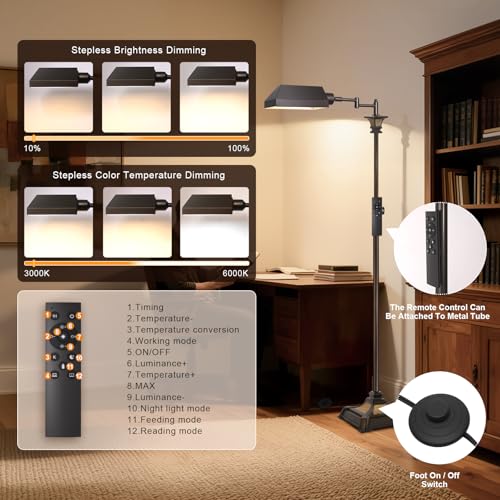 Scenekoy Adjustable Height Floor Lamp w/Remote for Living Room Bedroom