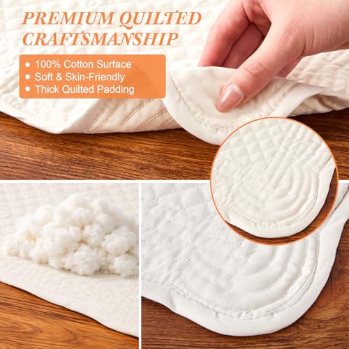 4 Pcs Quilted Placemats, Cotton Scalloped Fan Edge Boho Table Mat