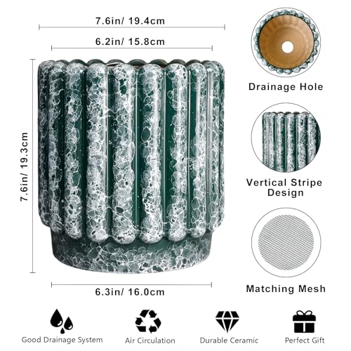 Ceramicfor Ceramic Flower Pot, 7.6 Inch, Green - color: Green, size: 7.6 Inch