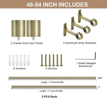 Single Curtain Rods 48-84 Inch, Antique Bronze, Metal, Wall Mounted - color: Antique Bronze, size: 48-84"