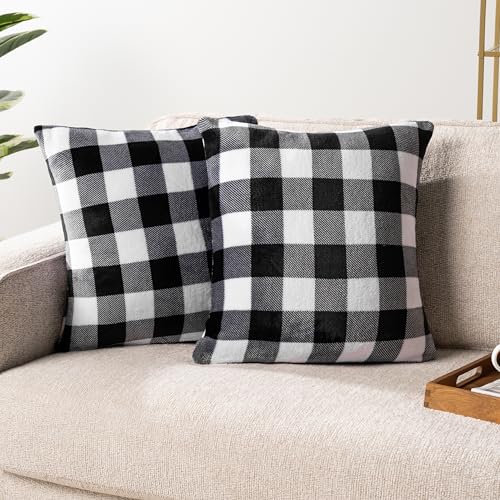 PAVILIA Buffalo Plaid Check Decorative Throw Pillow Covers 20x20 Set of 2 - color: Checkered White, size: 20" x 20" (Pack of 2)
