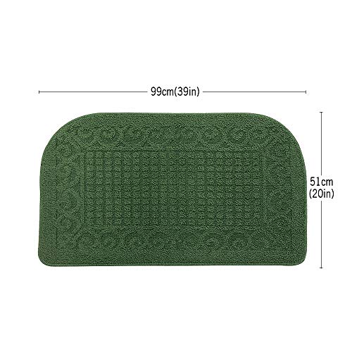 COSY HOMEER 39x20 Half Round Kitchen Rug,Non Slip Washable Mat,Green 1PC - color: Green, size: 1'8" x 3'3" (Semicircular)
