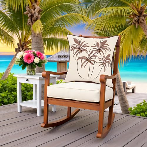 Embroidered Pillow Covers 18x18 Brown Coconut Trees Fall Decor - color: Brown Coconut Palm Trees