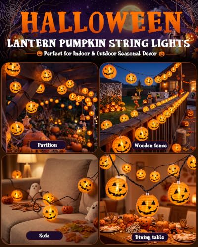 8.5FT Halloween Pumpkin Lantern String Lights Plug-in 10 LED Decor - color: Pumpkin Lantern Lights