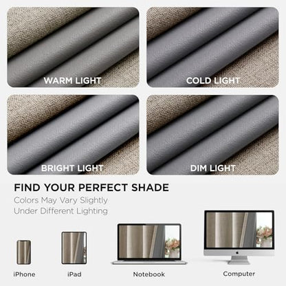 Joydeco Blackout Curtains 120 Inches Long 2 Panels Burg, Room Darkening Curtains for Bedroom, 100% Black Out Textured Thermal Drapes Privacy Protection 2 Panels Set(W52 x L120 Inch, Linen) - color: Linen, size: 52"W x 120"L (Pack of 2)