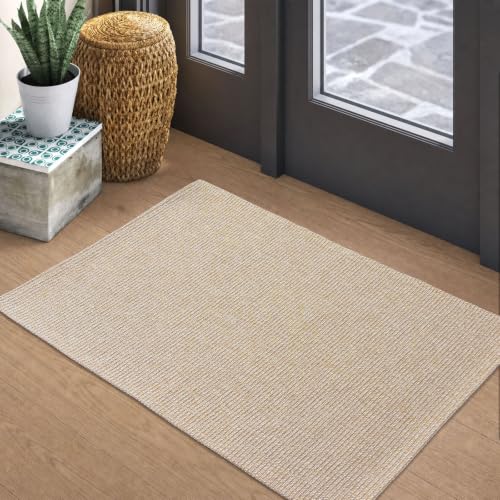 EARTHALL Washable Entryway Rug, Non Slip Indoor Doormat, 2x3 Ft, Sand/Beige - color: Sand/Beige, size: 2' x 3' (Rectangular)