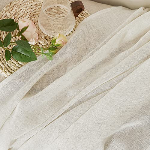 NICETOWN Flax Linen Curtains 84 Inch Long, Burlap, W52xL84, 2 Panels - color: Linen, size: 52"W x 84"L (Pack of 2)