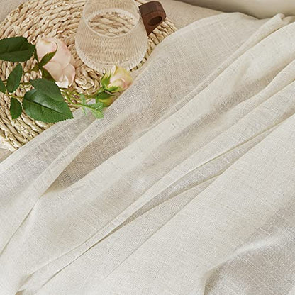 NICETOWN Small Curtains 36 inches Long 2 Panels Set, Rod Pocket & Back Tab Flax Linen Semi Sheer Privacy with Light Through Drapes for Kitchen/Bathroom, Natural, W29 x L36 - color: Linen, size: 29"W x 36"L (Pack of 2)