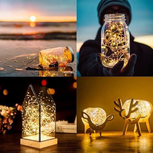 ANJAYLIA Fairy Lights, 4 Pack String Lights Battery Operated 10ft 30 LED Twinkle Lights for Wedding, Bedroom, Party, Christmas, Warm White - color: Warm White 4 Pack 30 LED