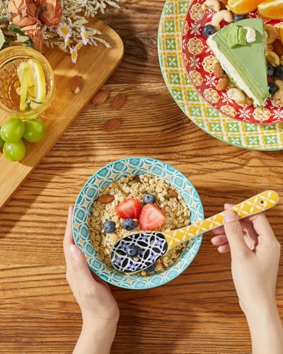 Metahom 8.5" Colorful Long Handle Spoons, Ceramic Serving Spoons Set of 6 - size: 8.5 inch