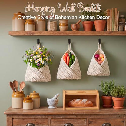 Honeydak 3 Hanging Baskets, Cream, Envelope Basket - color: Cream, style: Envelope Basket
