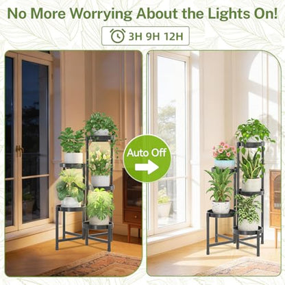 iDavosic.ly Plant Stand Indoor with Grow Lights, 5 Tier Metal Shelf, Black - color: Black with Lights, size: 5 Tiers