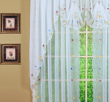 Today's Curtain,Vineyard 3-D Appliqué,Panel 72", White, 59" W x 72" L - color: White, size: 59"W x 72"L (Pack of 1)