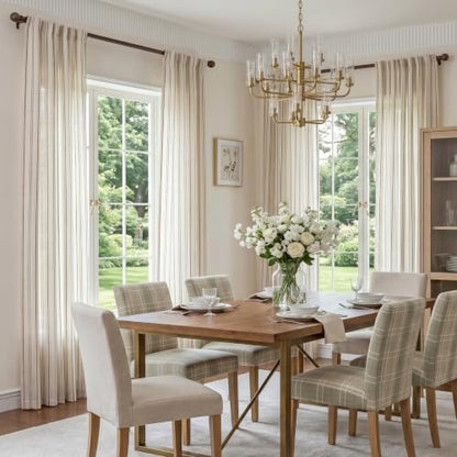 MYSKY HOME 90 Inches Light Brown Striped Linen Curtains for Bedroom Pack-2 - color: Light Brown, size: 50"W x 90"L (Pack of 2)