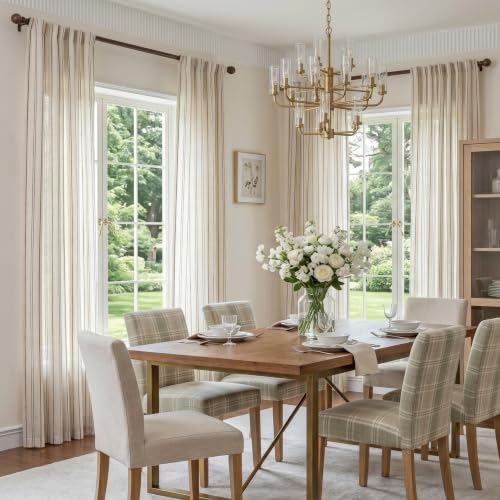 MYSKY HOME 90 Inches Light Brown Striped Linen Curtains for Bedroom Pack-2 - color: Light Brown, size: 50"W x 90"L (Pack of 2)