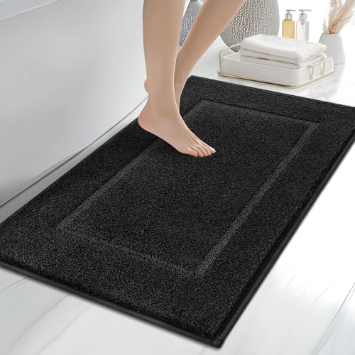 anllugs Bathroom Rugs, 24" x 36" Soft Bath Rugs, Black - color: Black, size: 24" X 36"