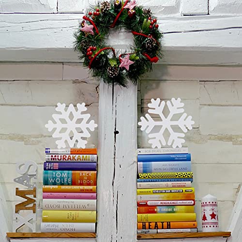 Augisteen 5 Pieces Christmas Wooden Snowflake Decor Winter Snowflake Wood Blocks White Snowflake Table Wood Signs Winter Tiered Tray Wooden Signs for Xmas Party Farmhouse Home Tabletop Shelves