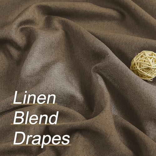 DUALIFE Chocolate Brown Pinch Pleated Blackout Curtains 63 Inches Long, Back Tab with Hooks, Linen Full Black Out Thermal Insulated Track Curtain for Bedroom Living Room,40" Wx63 L, 2 Panels - color: Chocolate Brown, size: 40"W x 63"L (Pack of 2)