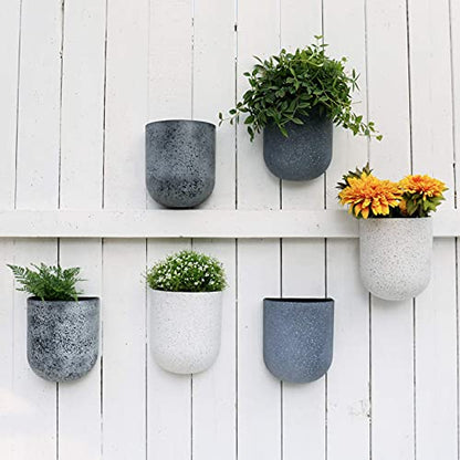 LA JOLIE MUSE Wall Planters for Indoor Plants, Hanging Flower Pots, 2 Pack - color: Rock Gray