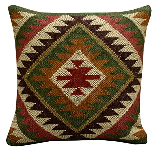 Trade Star 70% Jute 30% Wool Handwoven Pillow Cover 18x18 Inches - color: Pattern 3