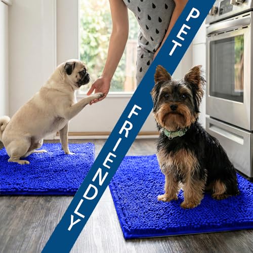 Bathroom Rugs Sets 2 Piece,Super Absorbent Chenille Bath Mats and U-Shaped Toilet Rug,Strong PVC Non Slip Backing,Microfiber Washable Dry Quickly Bath Mats for Bathroom(20"x32"+20"x20"U, Royal Blue) - color: Royal Blue