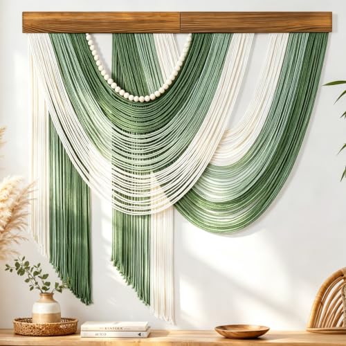 MEIVINES Large Macrame Wall Hanging Boho Tapestry Macrame Wall Art Decor - color: Sage Green