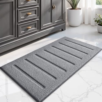 LUMI Large Bathroom Rugs Soft Absorbent, Non Slip Bath Mat 24x43, Grey - color: Grey, size: 24" X 43"