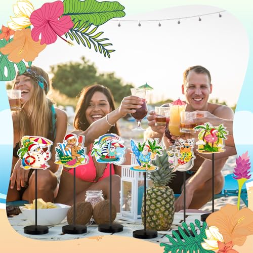 DoubleFill 6 Pcs Christmas in July Decoration for Table Centerpieces - style: Christmas in July Hawaii