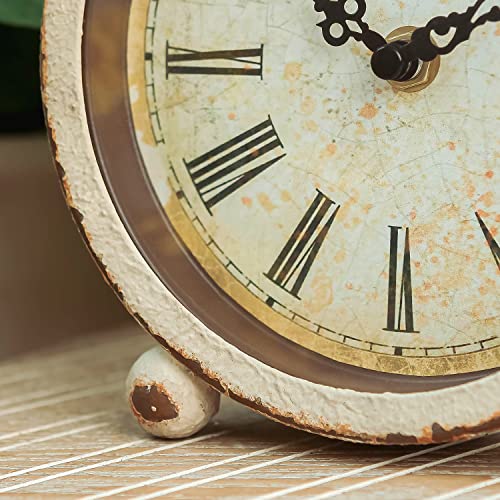 NIKKY HOME Vintage Metal Table Clock, Silent Non-Ticking