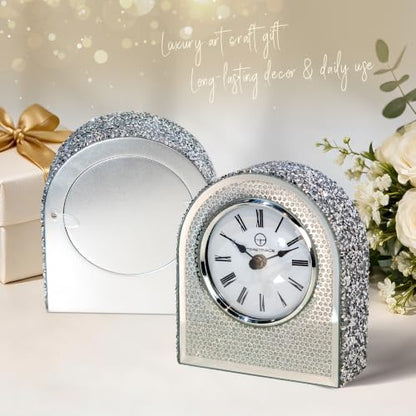 Arched Mirrored Glass Table Clock - color: Sparkle