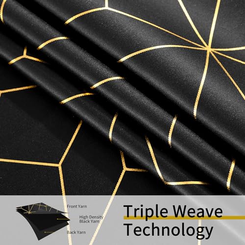 Beauoop Black Gold 100% Blackout Curtains for Bedroom 50x84 2 Panels - color: Black/Gold, size: 50"W x 84"L (Pack of 2)