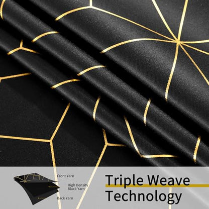 Beauoop Black Gold 100% Blackout Curtains for Bedroom 50x84 2 Panels - color: Black/Gold, size: 50"W x 84"L (Pack of 2)