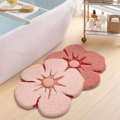 LUMI Flower Bathroom Rug, Absorbent Non Slip Bath Mat, 20"x32", Pink Flower - color: Floral-bliss Pink