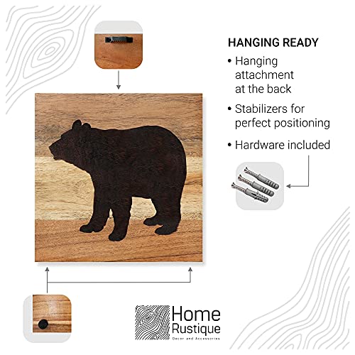 Home Rustique Real Wooden Cabin Decor, Woodland Rustic Wall Art, Set of 3 - color: Woodland Animals