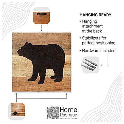 Home Rustique Real Wooden Cabin Decor, Woodland Rustic Wall Art, Set of 3 - color: Woodland Animals