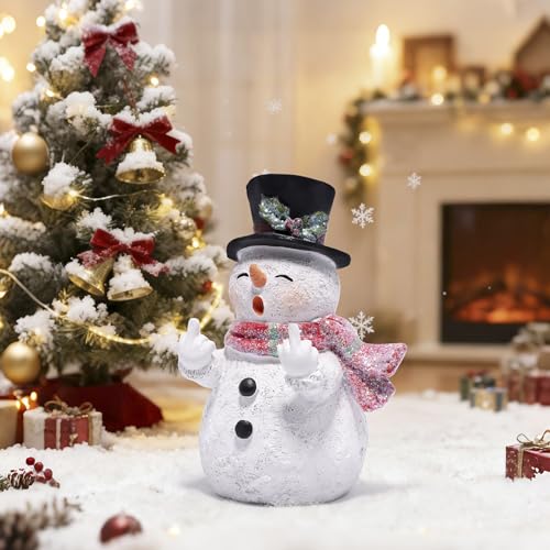 Hodao Christmas Snowman Figurine Decoration, Funny Winter Finger Statue - color: White-1