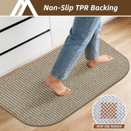 COSY HOMEER Half Moon Kitchen Rug Non-Slip Washable Kitchen Sink Mat - color: Beige, size: 17" × 28" (Semicircular)