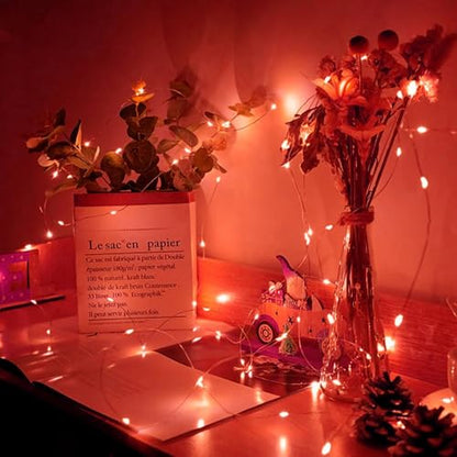 24 Pack Red Fairy Lights 7Ft 20 LED Twinkle String Lights 3 Modes Battery Operated Waterproof Firefly Starry for Mason Jar Party Table Centerpieces Halloween Christmas Valentines Day - color: Red, size: 24