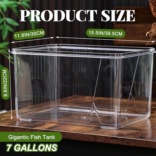 Geelin 7 Gallon Plastic Fish Tank Large Bowl Shatterproof with Crystal Clear Clarity for Terrarium, Flower Vase Centerpiece Gift for Fish Lovers (Square) - size: 7 Gallon, style: Square