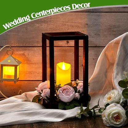 30 Pcs Wedding Lantern Centerpiece with Candle Holders, Light Pink Flower - color: Light Pink Flower