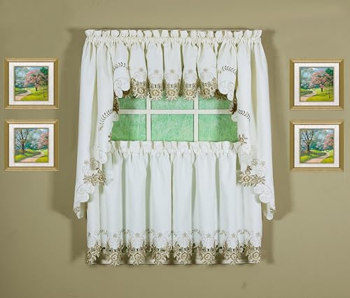 Today's Curtain Verona Reverse Embroidery Swag, 38", Ecru/Antique, 60" W X 38" L - color: Ecru/Antique, size: 38"W x 60"L (Pack of 1)