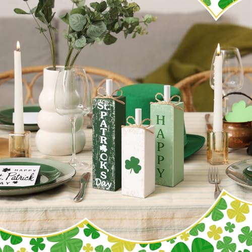 MiniInflat St. Patrick's 3 Pcs Table Decor, Wooden Block Sign Tiered Tray - style: Happy St. Patrick's Day